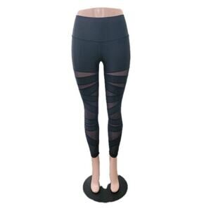 Lululemon Shine Dot Tech Mesh Leggings Women's 4-6 Black‎ Athleisure